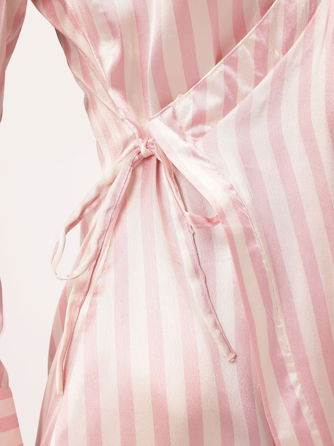 DressBerry Satin Glow-Up Striped Wrap Mini Dress