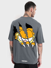 Bewakoof Garfield Graphic Printed Drop Shoulder Sleeves Cotton Oversized T-shirt