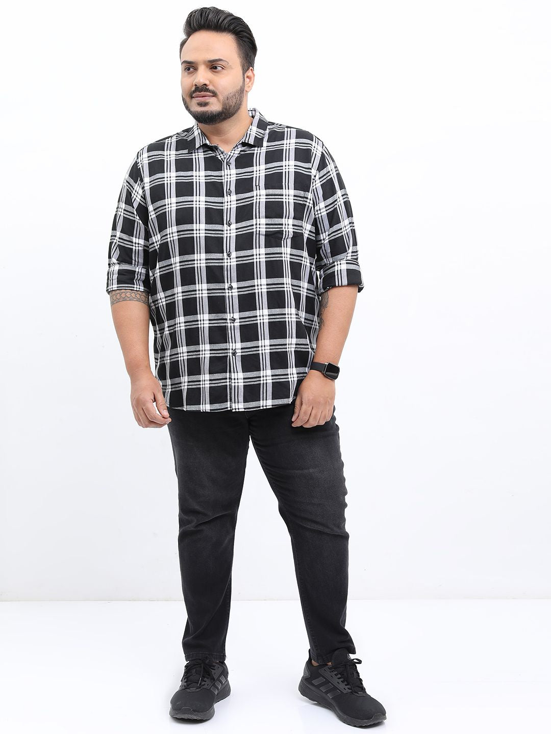 HIGHLANDER Men Plus Size Tartan Checks Casual Shirt