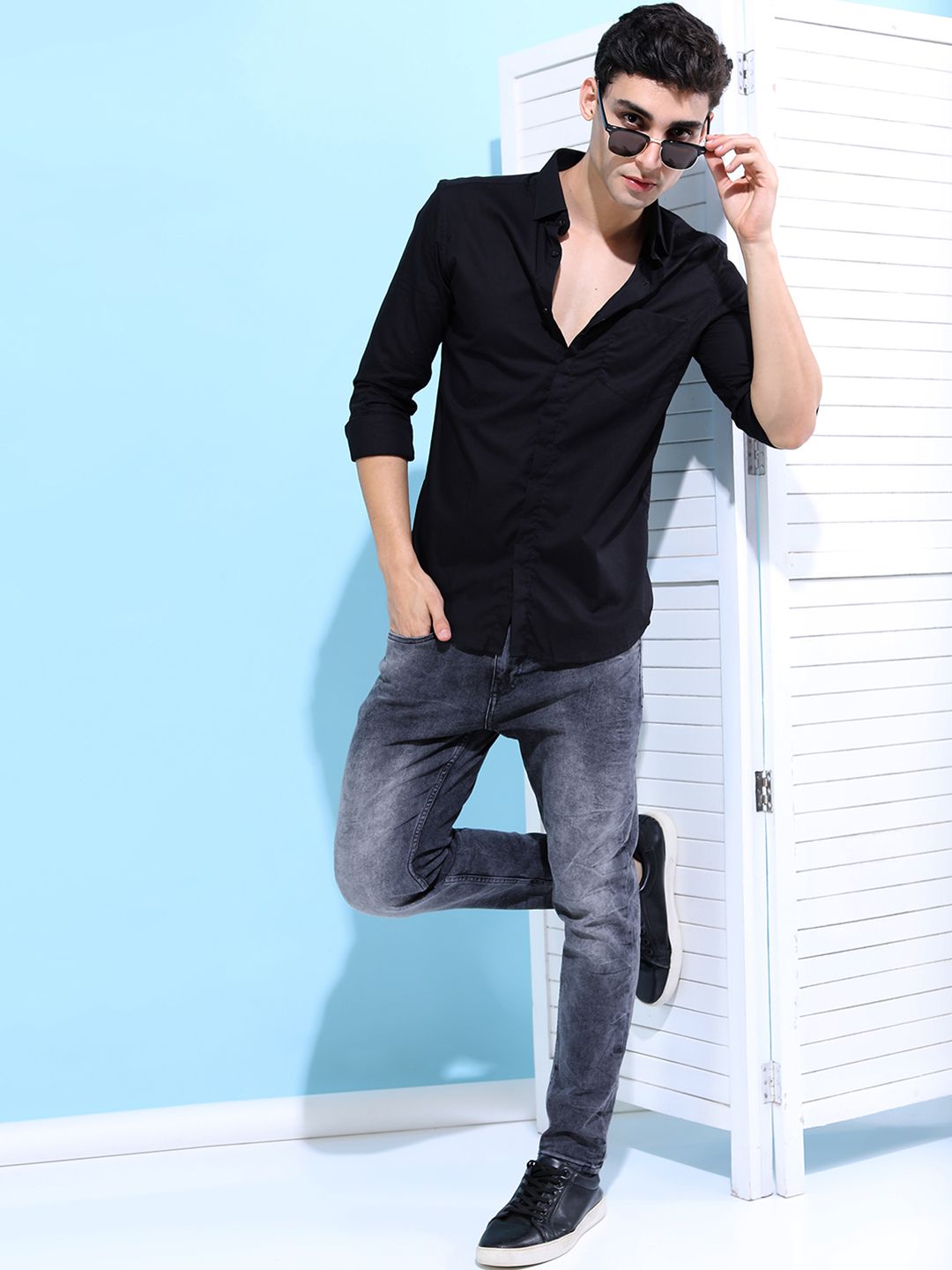 HIGHLANDER Men Black Slim Fit Solid Formal Shirt