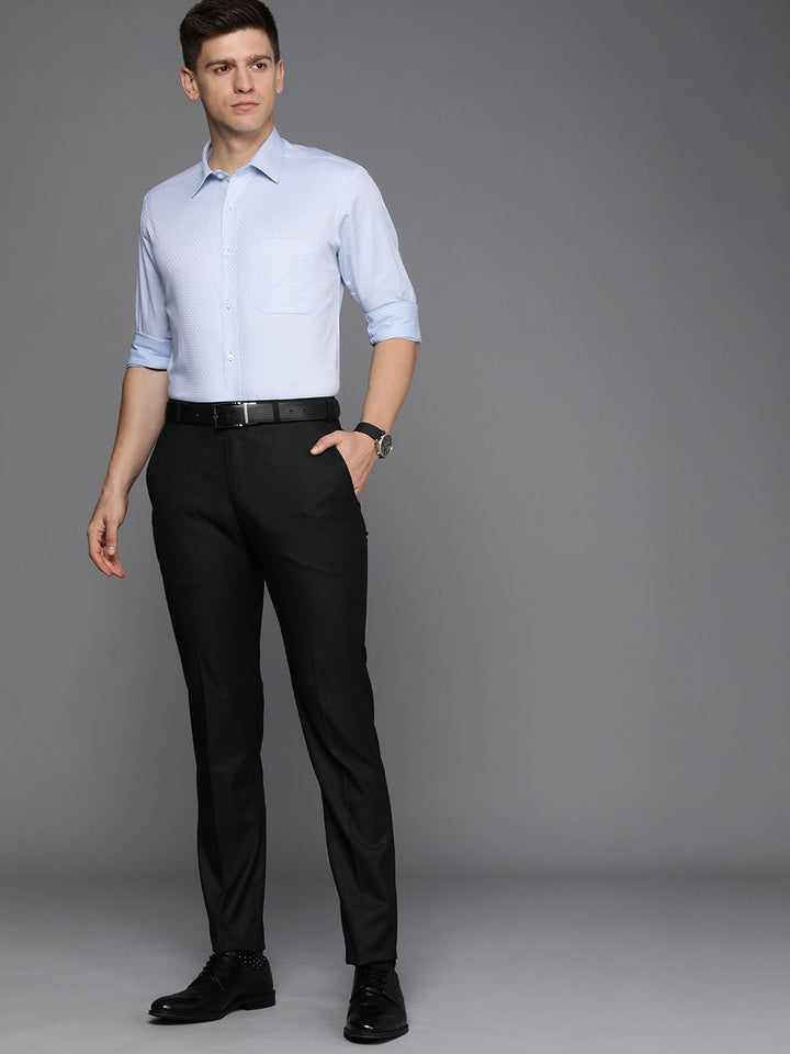 Raymond Pure Cotton Self Design Slim Fit Textured Formal Shirt