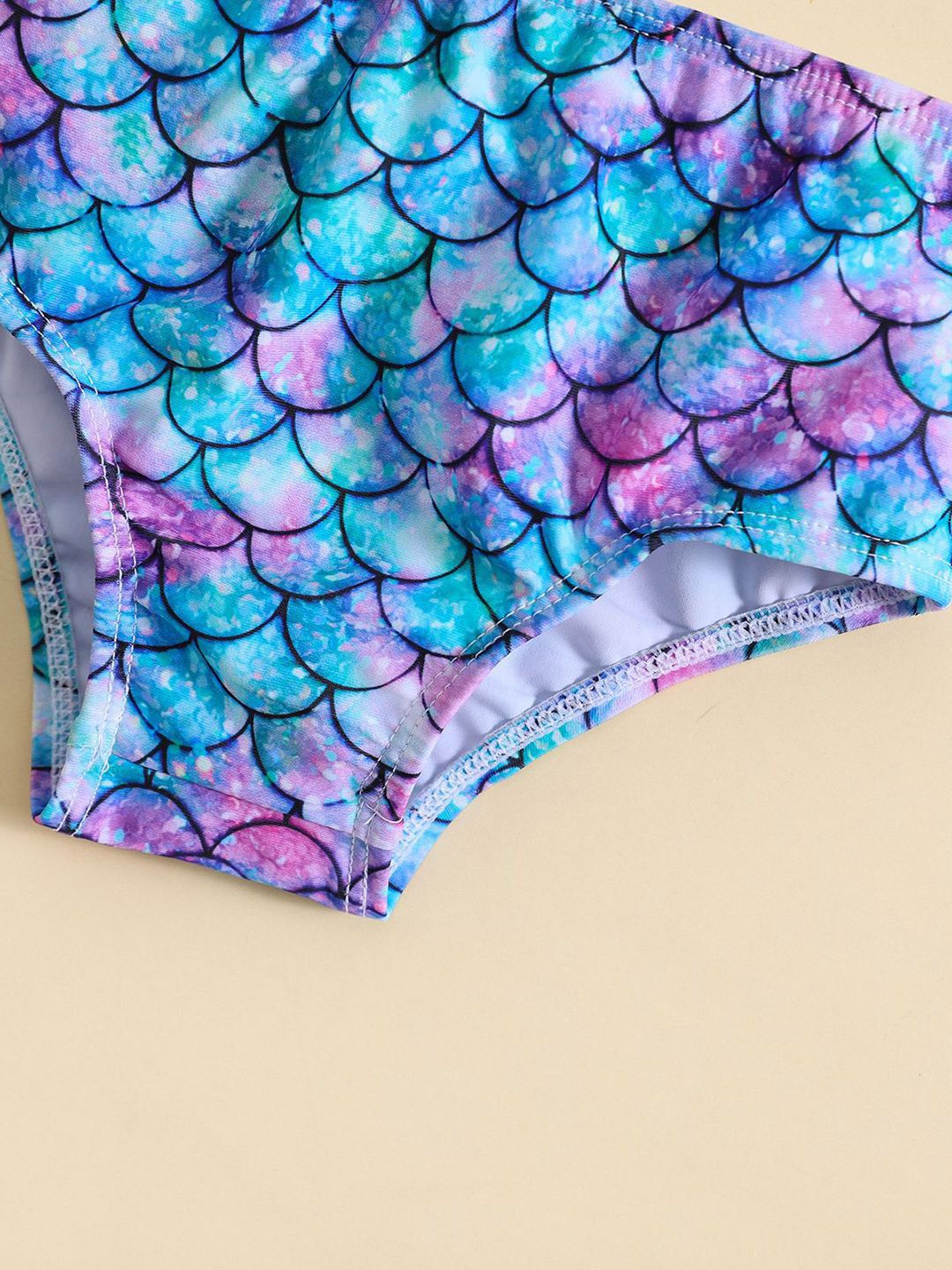 YK Girls Printed Shoulder Strap Swim Bikini Set