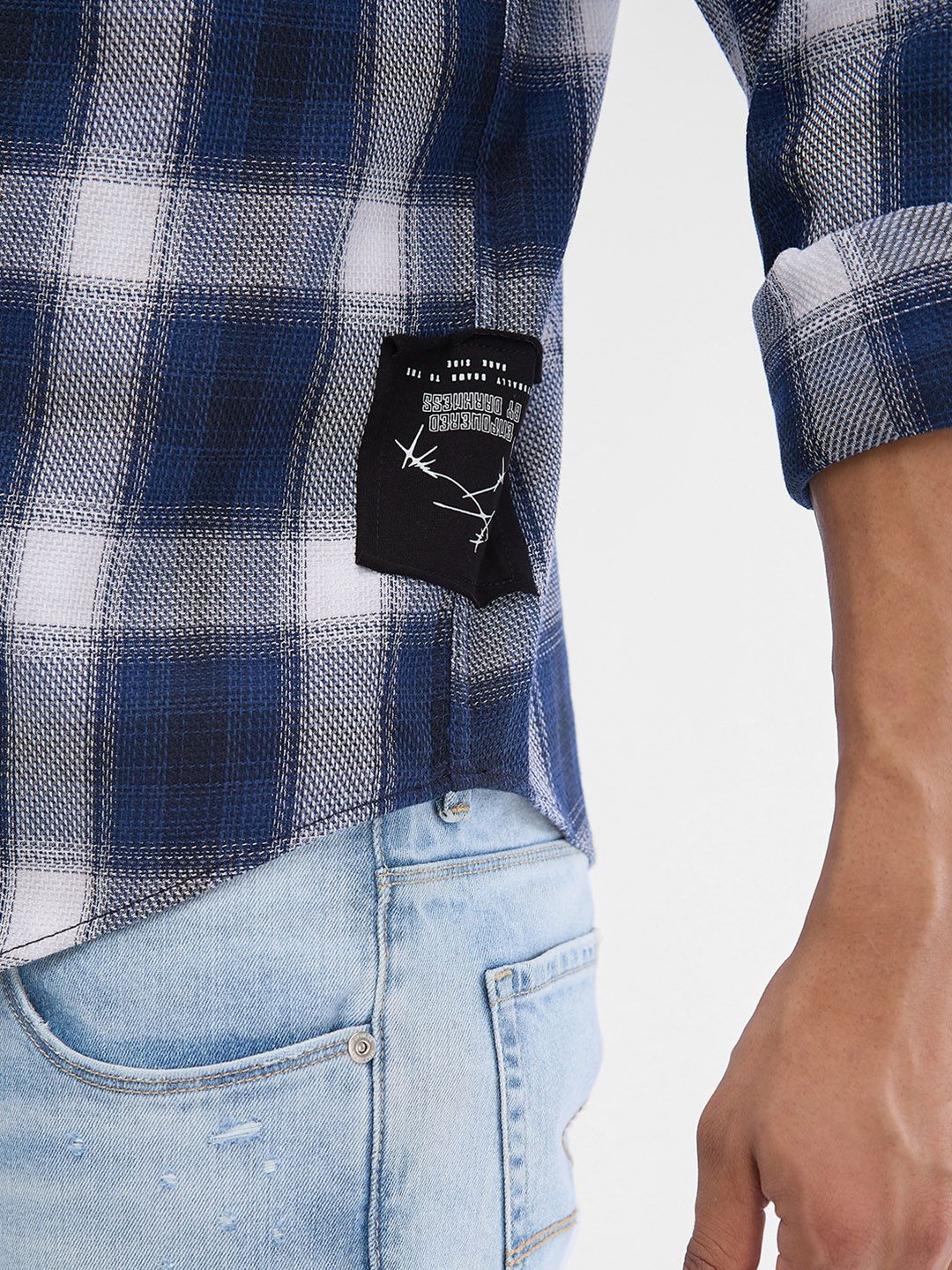 Spykar Men Slim Fit legap menyebar baju kasual kolar