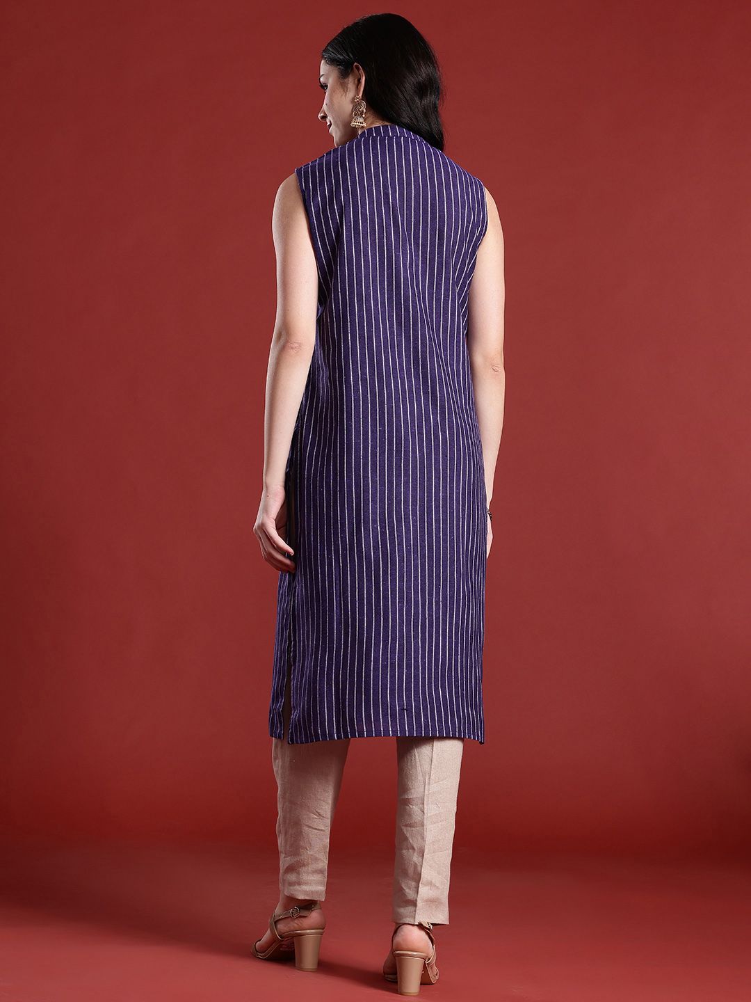 Anouk Women Striped Pure Cotton Kurta