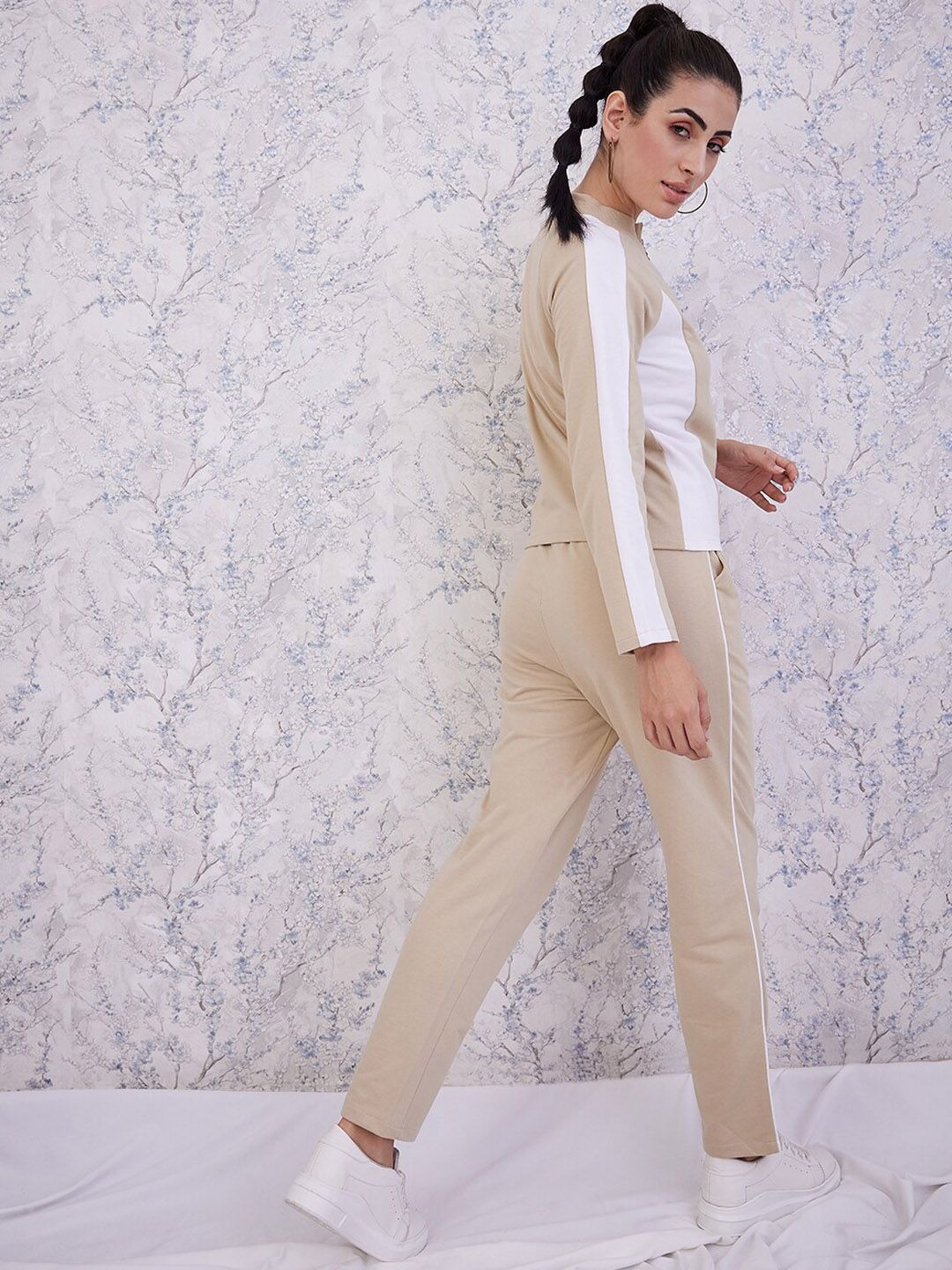 Athena Colourblocked High-Neck Sweatshirt With Straight Trouser Tracksuits