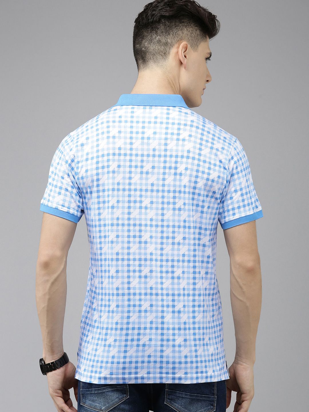 Park Avenue Checked Polo Collar Pure Cotton Slim Fit T-shirt