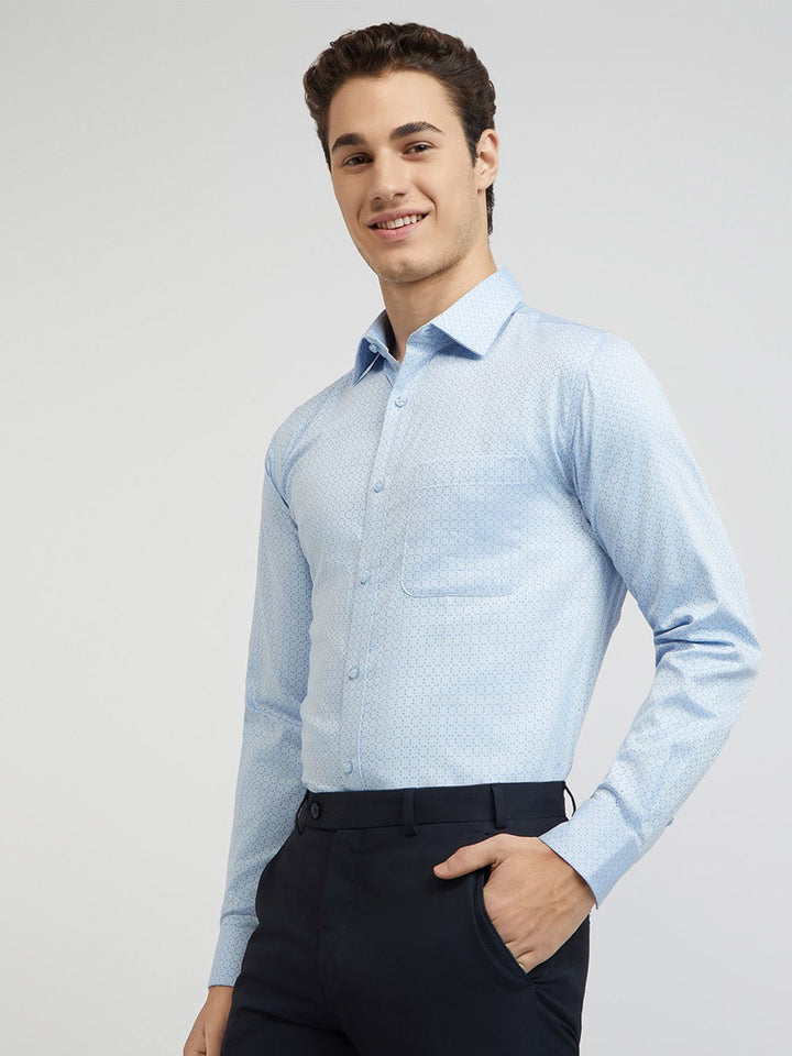 Raymond Self Design Slim Fit Pure Cotton Opaque Formal Shirt