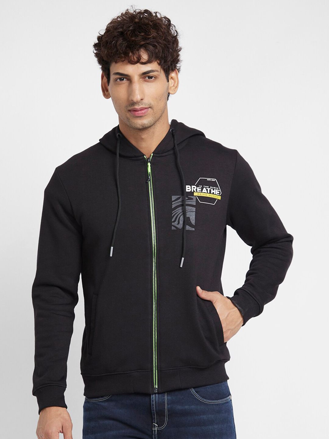 Being Human Hooded Front Open Sweater