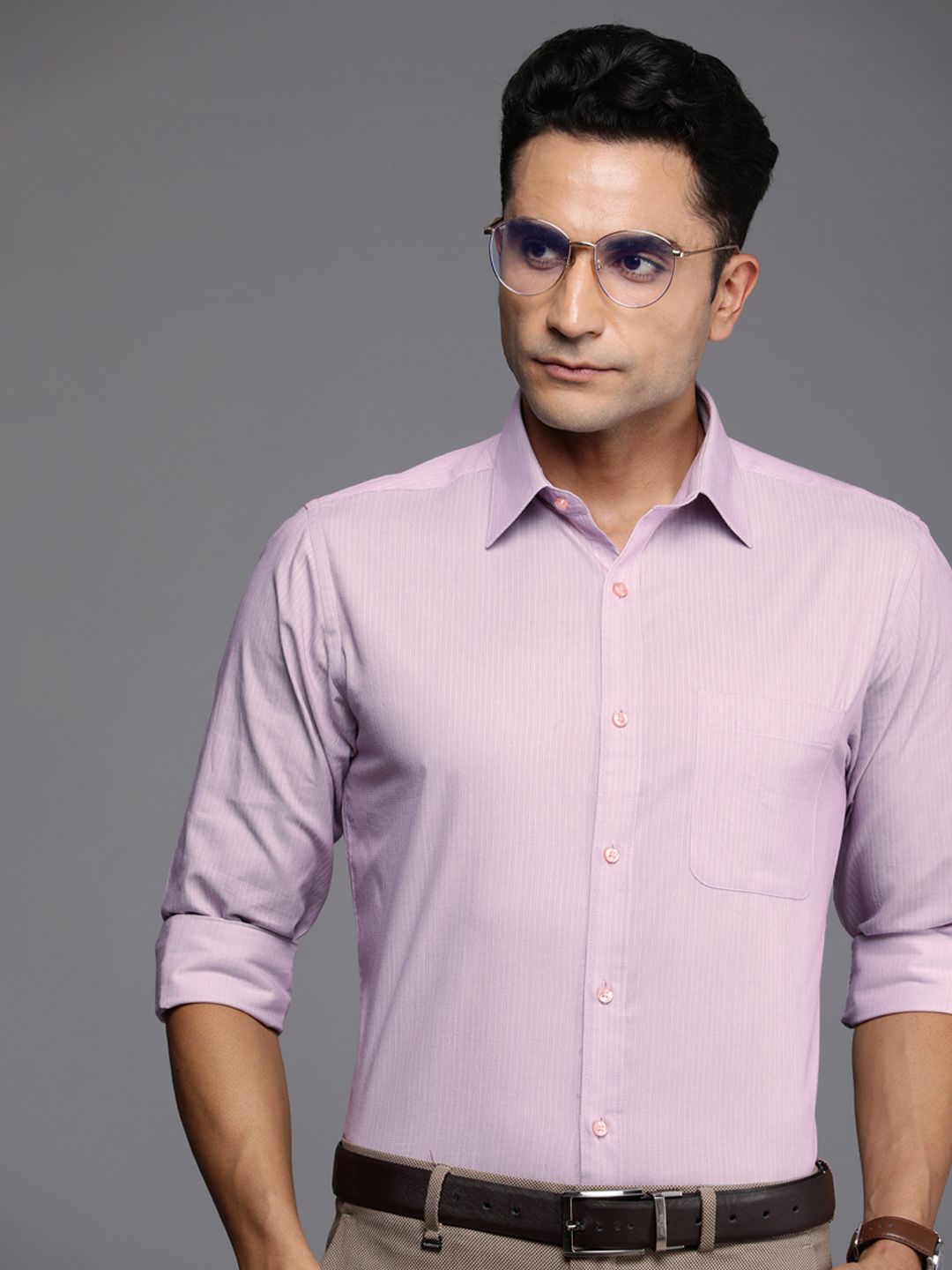 Raymond Self Design Slim Fit Pure Cotton Formal Shirt