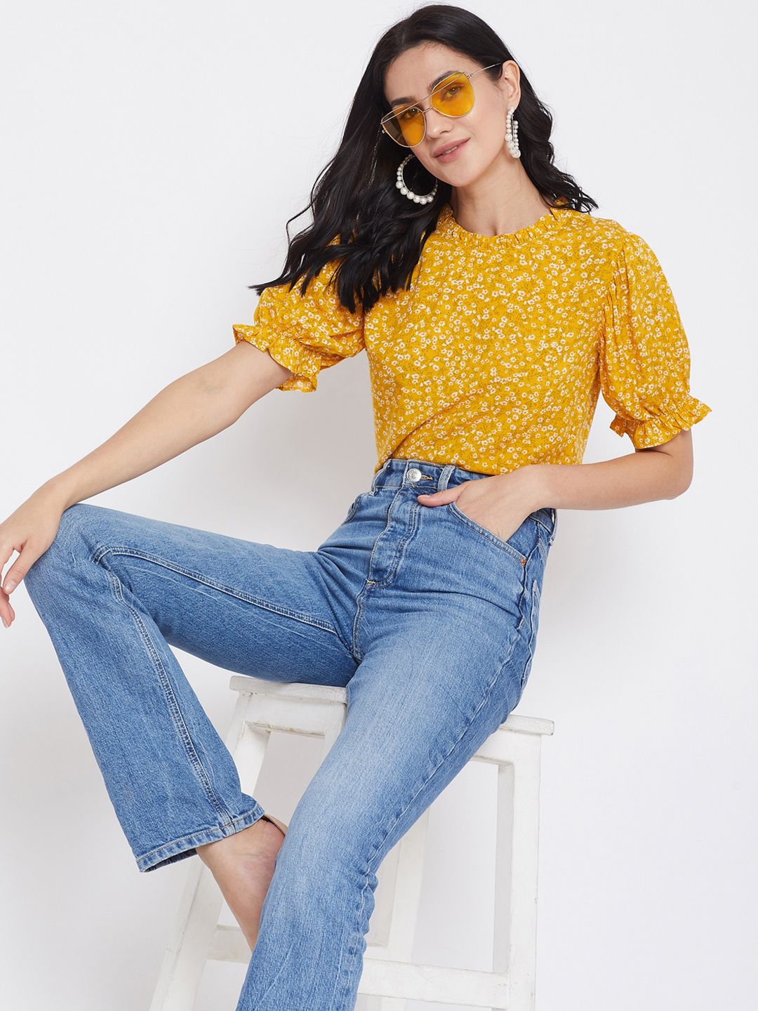 Berrylush Women Yellow Printed Top