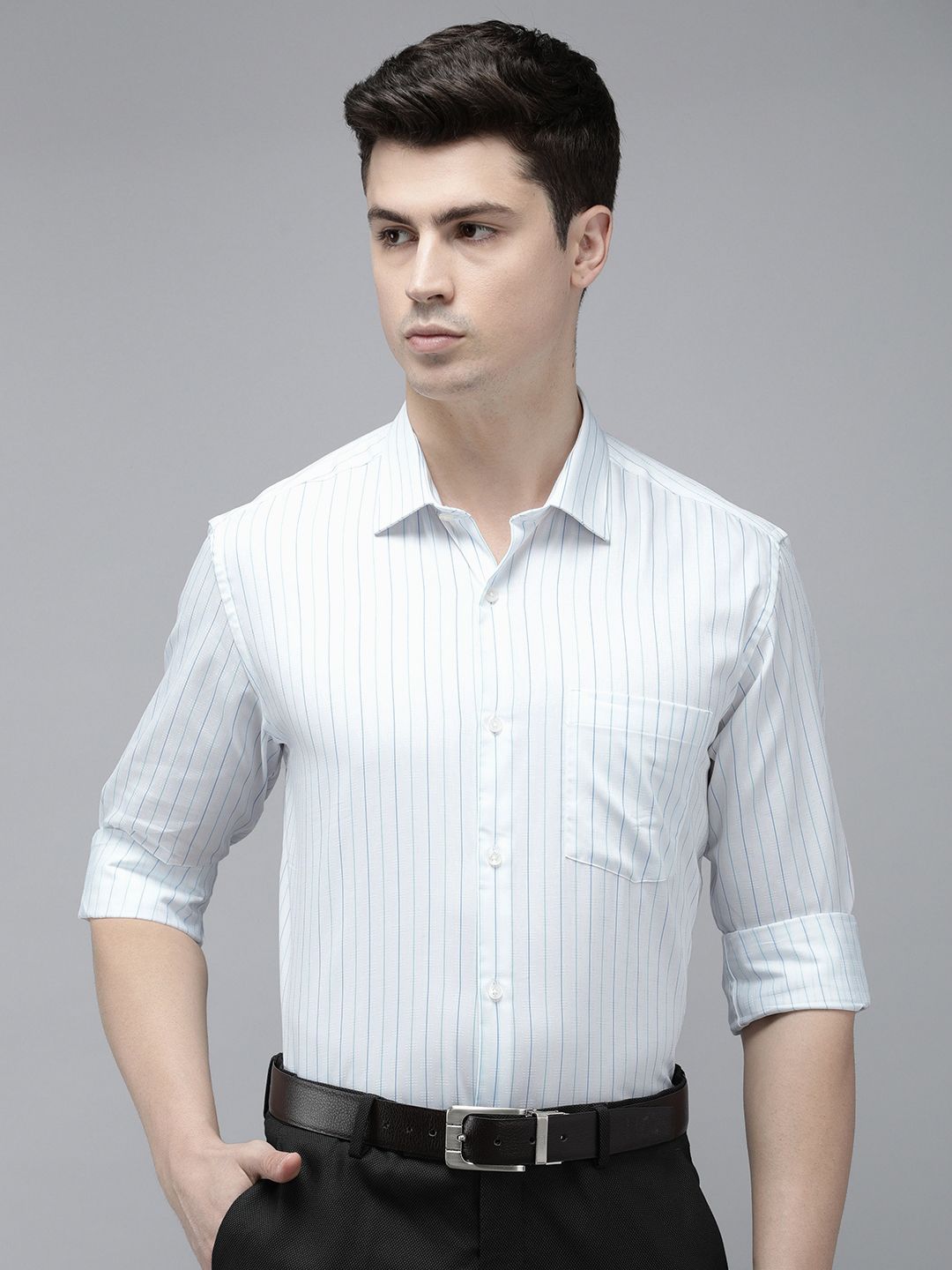 Park Avenue Slim Fit Striped Pure Cotton Formal Shirt