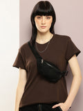 DILLINGER Women Ultra Soft Drapey Cotton Crew Neck Boxy T-Shirt