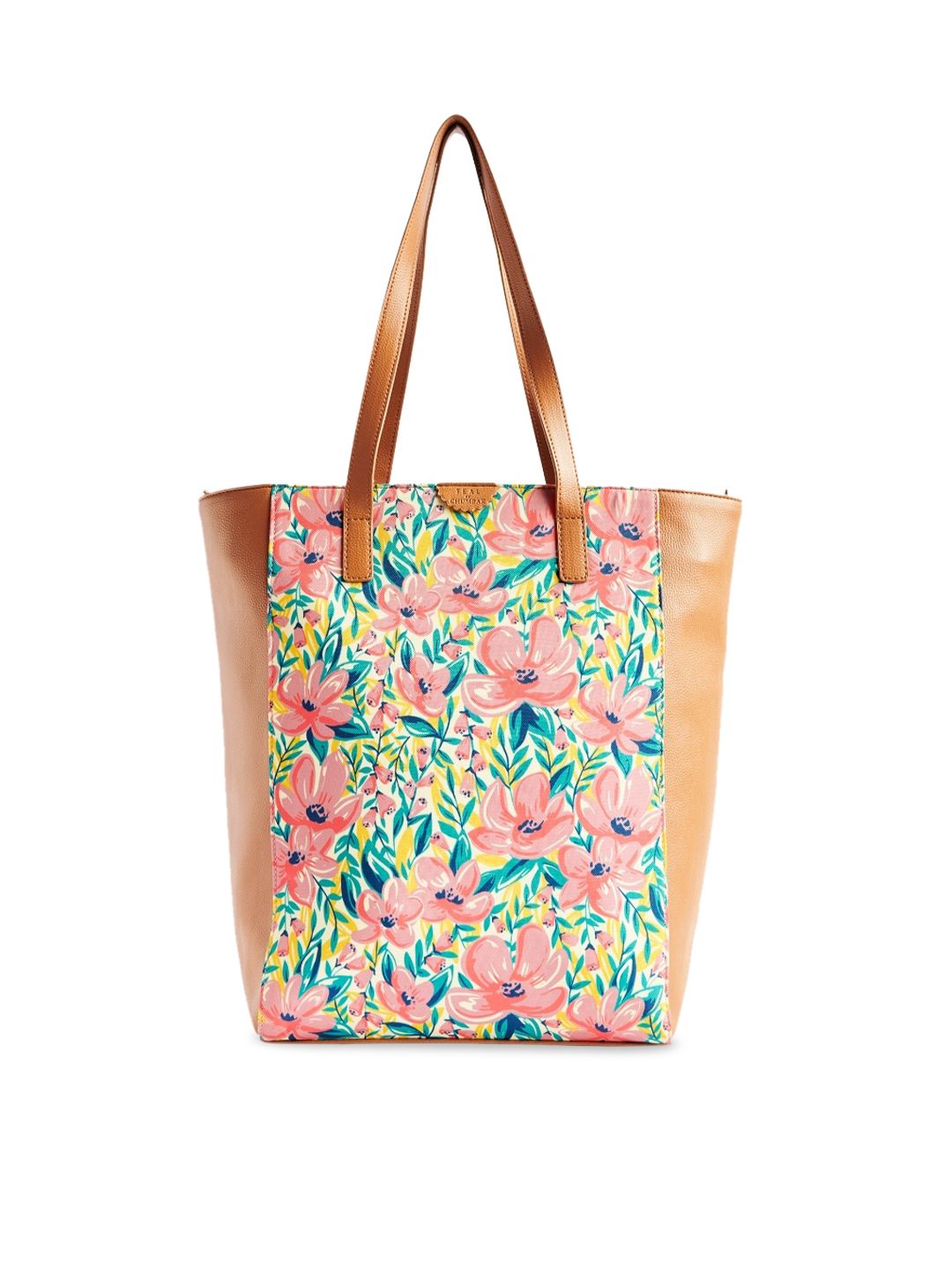 TEAL BY CHUMBAK Floral Printed Oversized Shopper Tote Bag