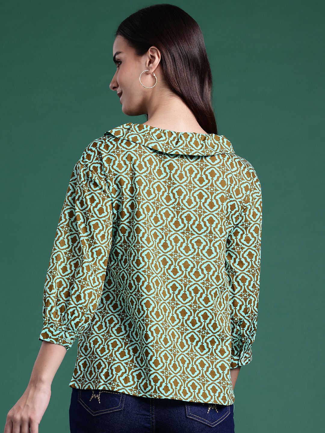 DressBerry Printed Peter Pan Collar Cotton Top
