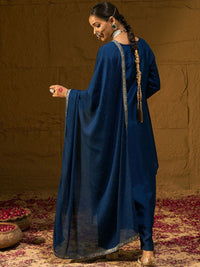 Indo Era Ethnic Motifs Embroidered Zari Straight Kurta with Trousers & Dupatta