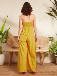 Berrylush Yellow Strapless Wide Leg Basic Jumpsuit
