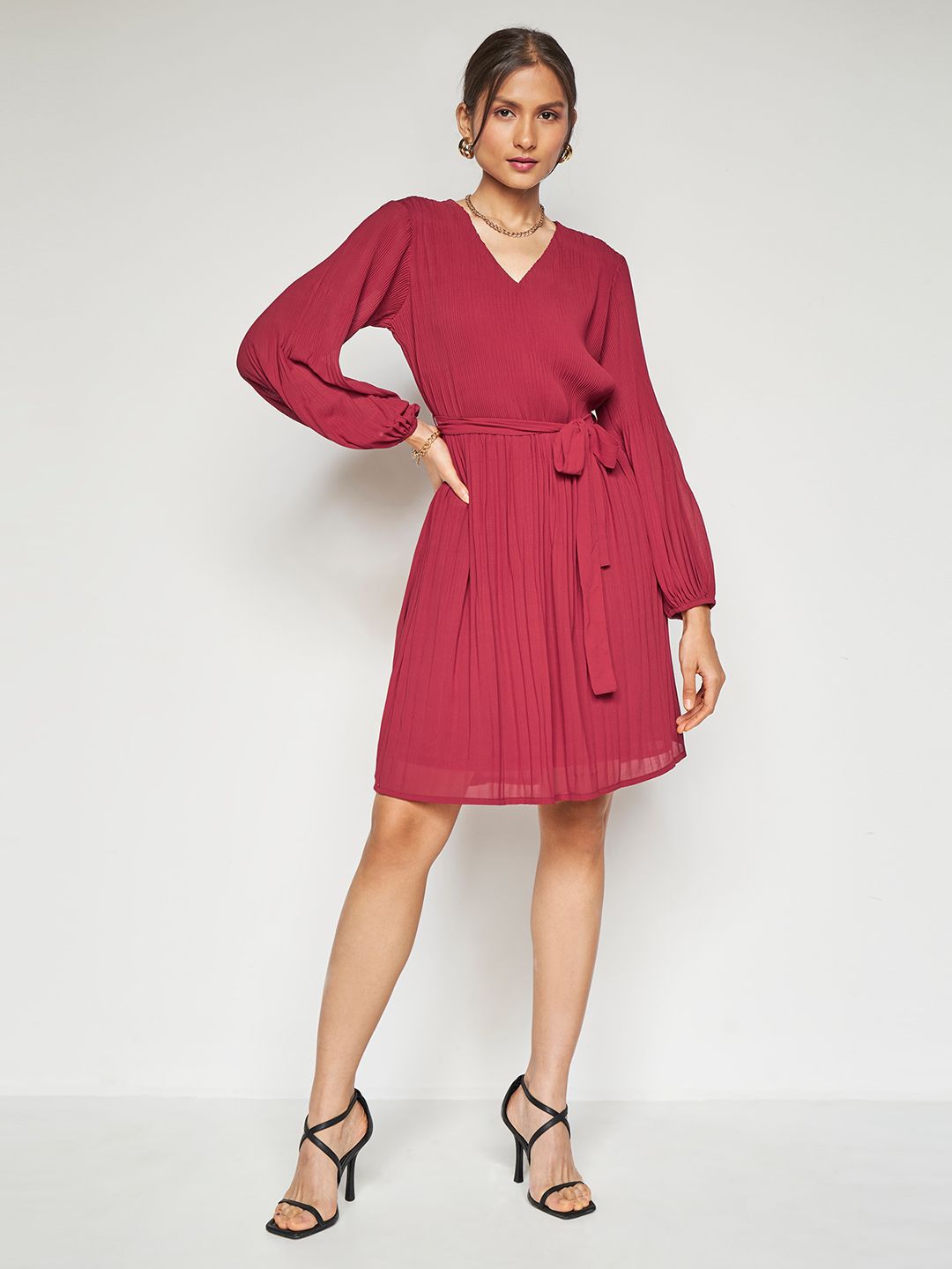 AND Flared Sleeve Drop-Waist Dress