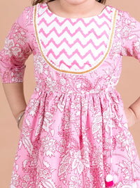 pspeaches Pink Floral Printed Pure Cotton Dress