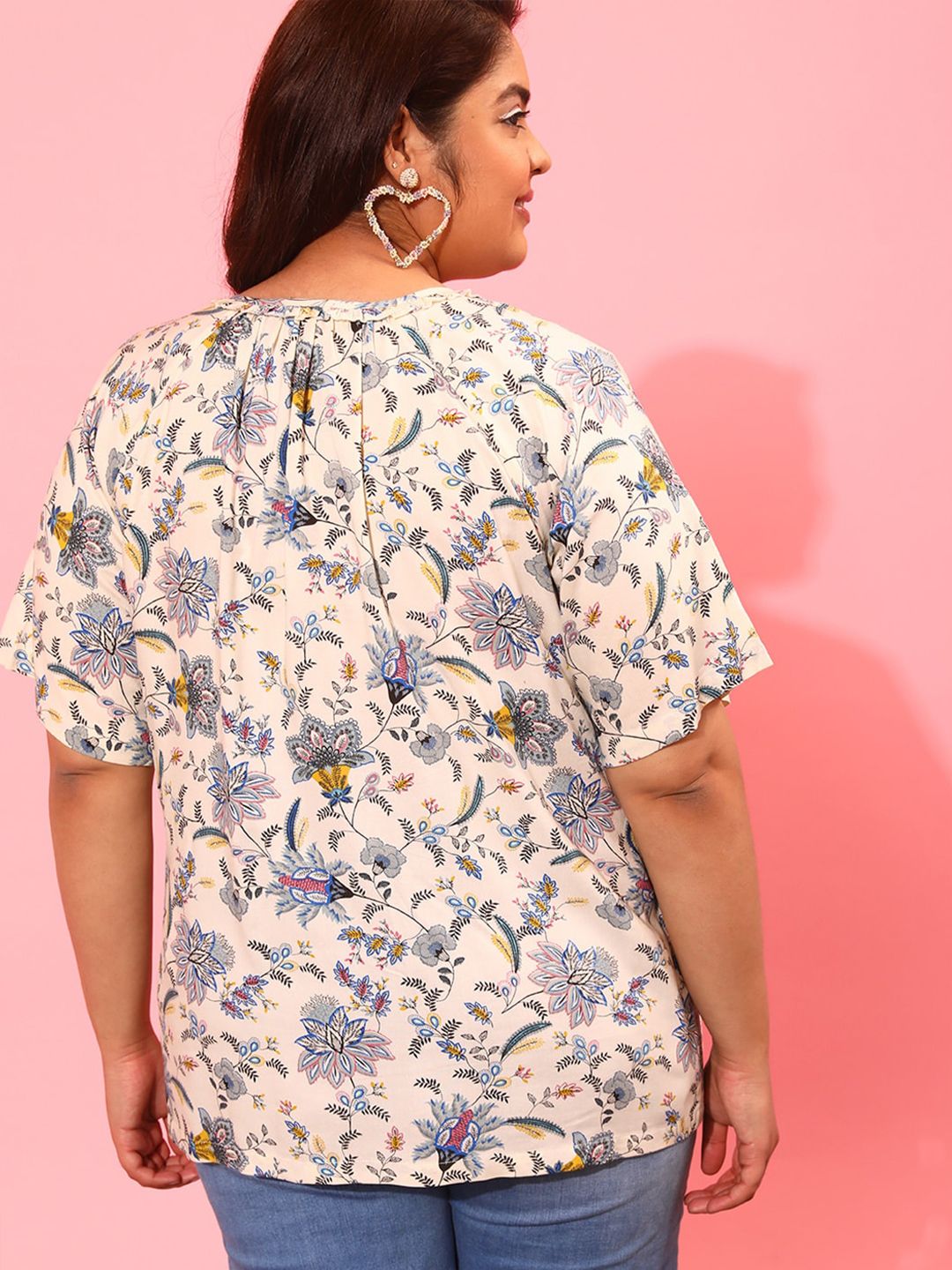 CURVY STREET Floral Print Top