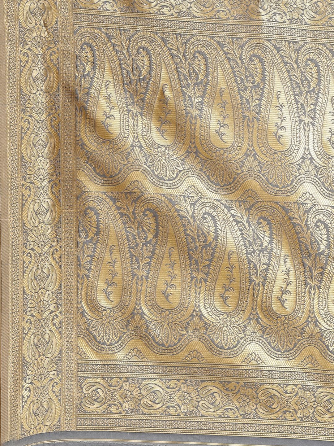 Saree mall Grey & Golden Woven Design Banarasi Saree