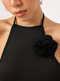 DressBerry Rose Rhapsody Halter Neck Fitted Top