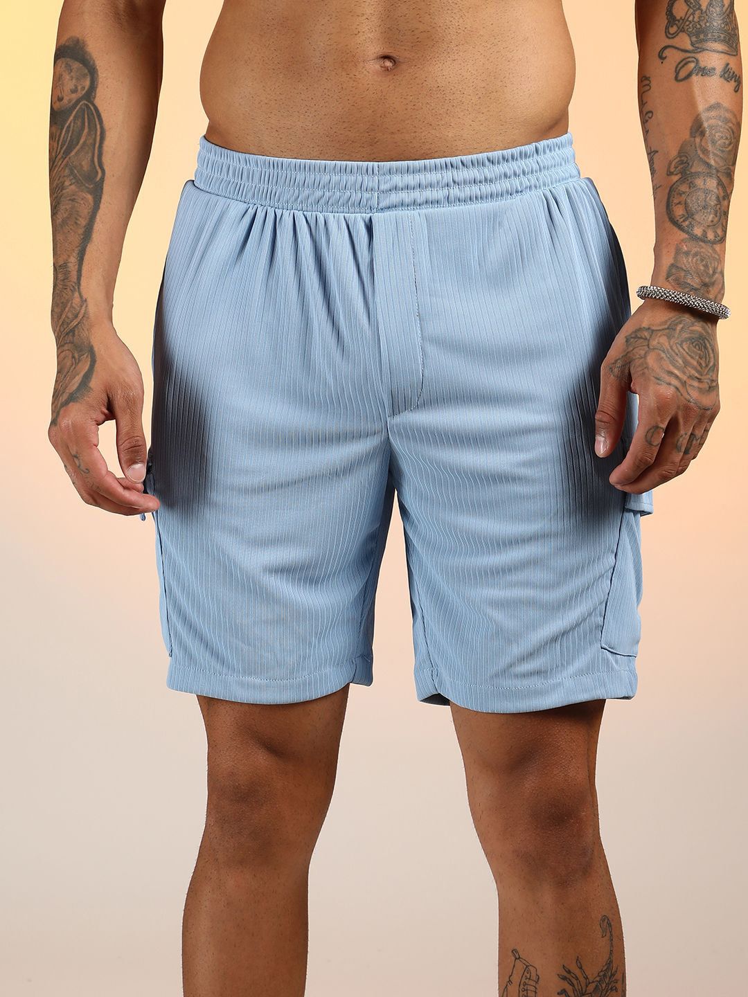 Campus Sutra Ribbed Utility Shirt with Shorts