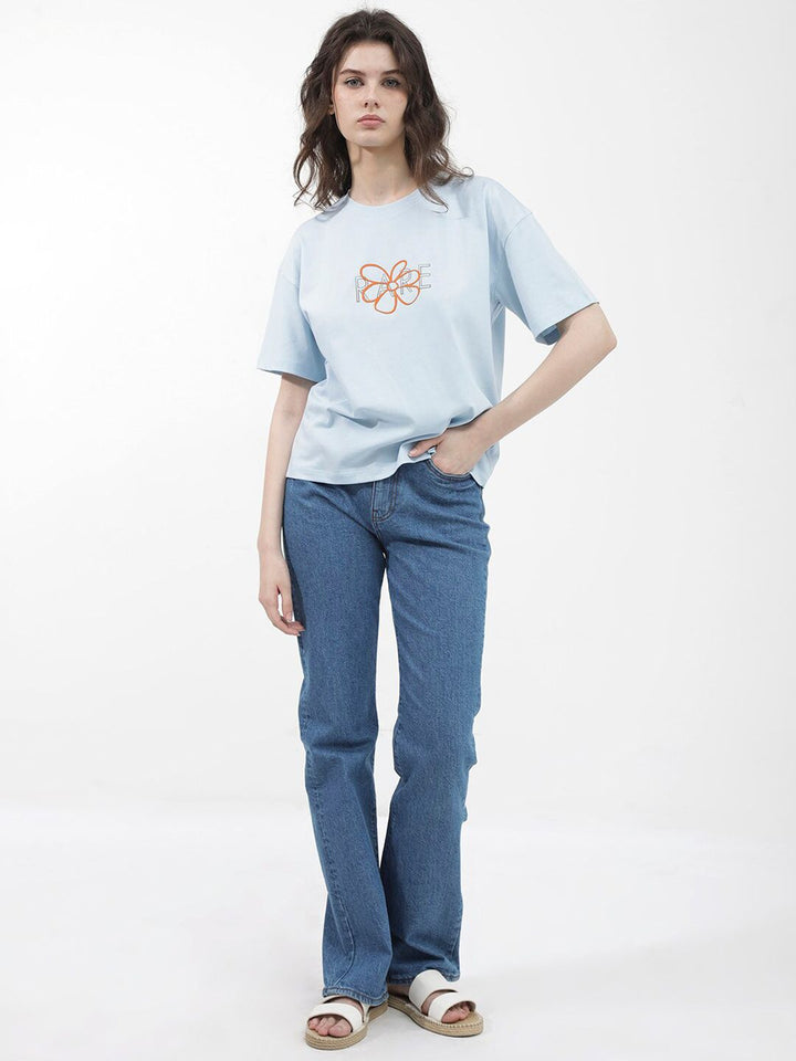 RAREISM Round Neck Drop-Shoulder Sleeves Cotton Boxy T-shirt