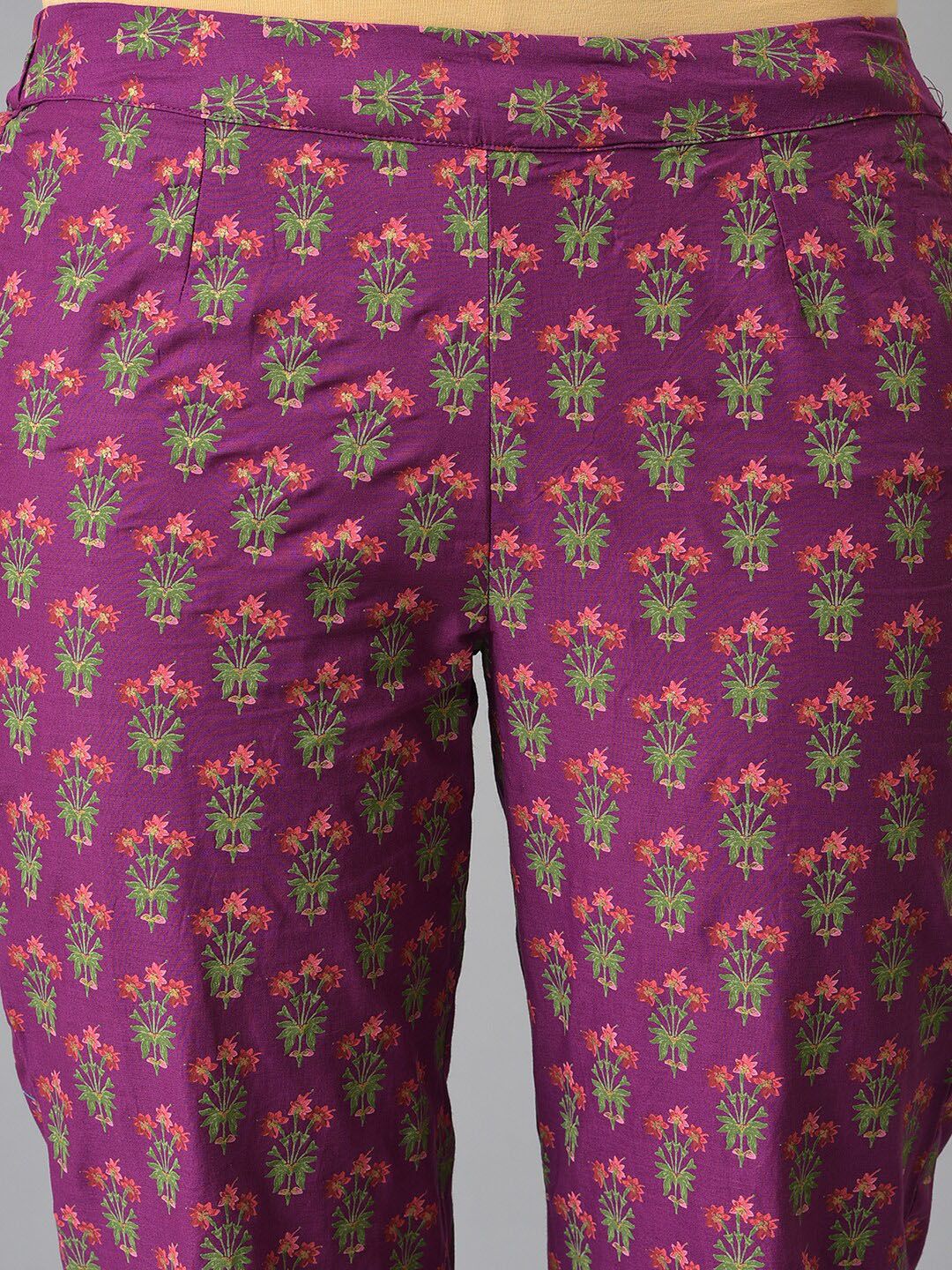 W Festive Floral Print Rayon Kurta With Straight Pant & Dupatta