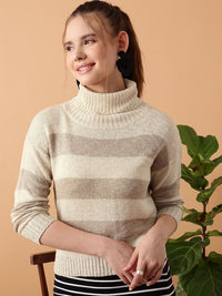 STREET 9 Striped Turtle Neck Acrylic Sweater