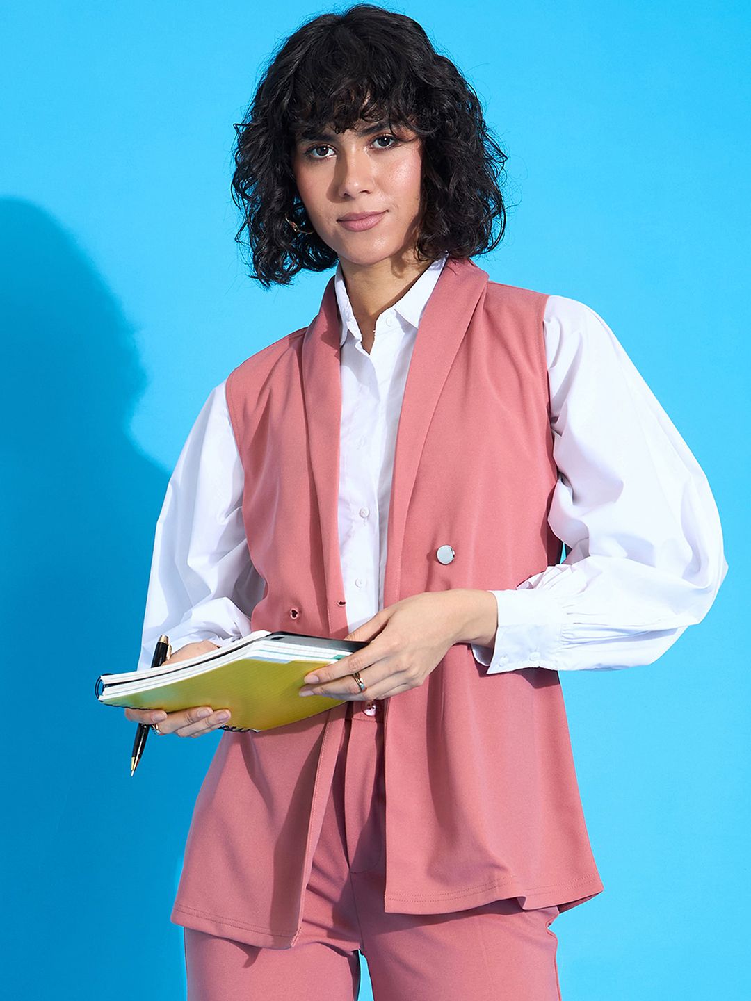 SASSAFRAS worklyf Double-Breast Sleeveless Formal Blazer