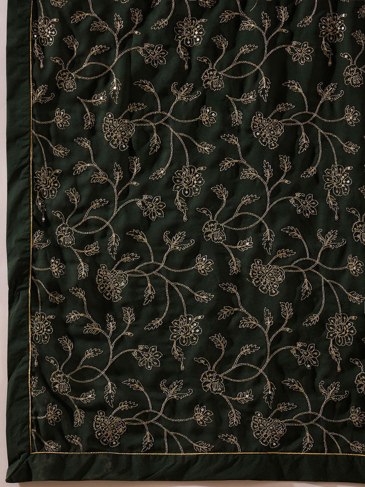 KALINI Floral Embroidered V-Neck Angrakha Kurta with Trousers & Dupatta