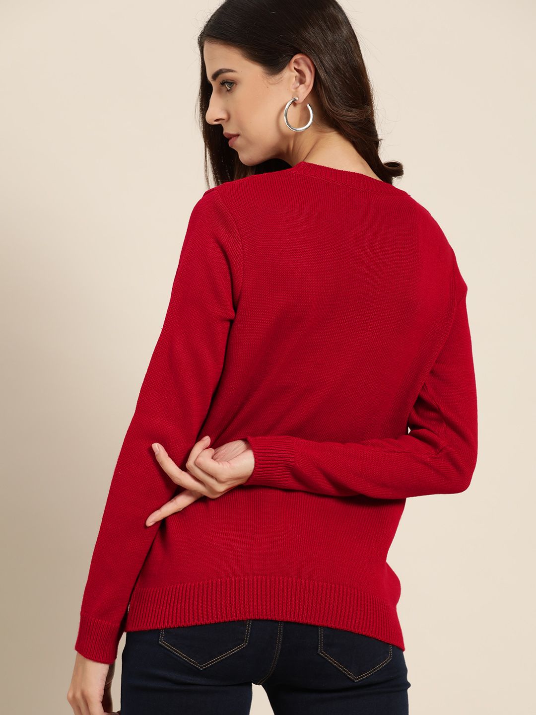 all about you Women Red Cable Knit Pullover