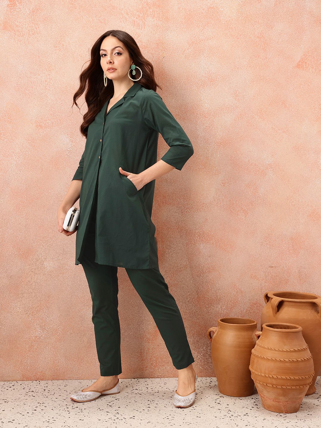 all about you Women Pure Cotton Shirt Kurta with Trousers