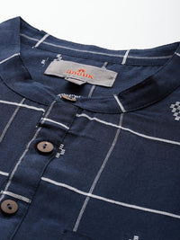 Anouk Geometric Thread Work Indigo Kurta