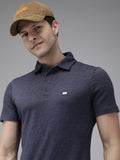 THE BEAR HOUSE Men Navy Blue Polo Collar Slim Fit T-shirt
