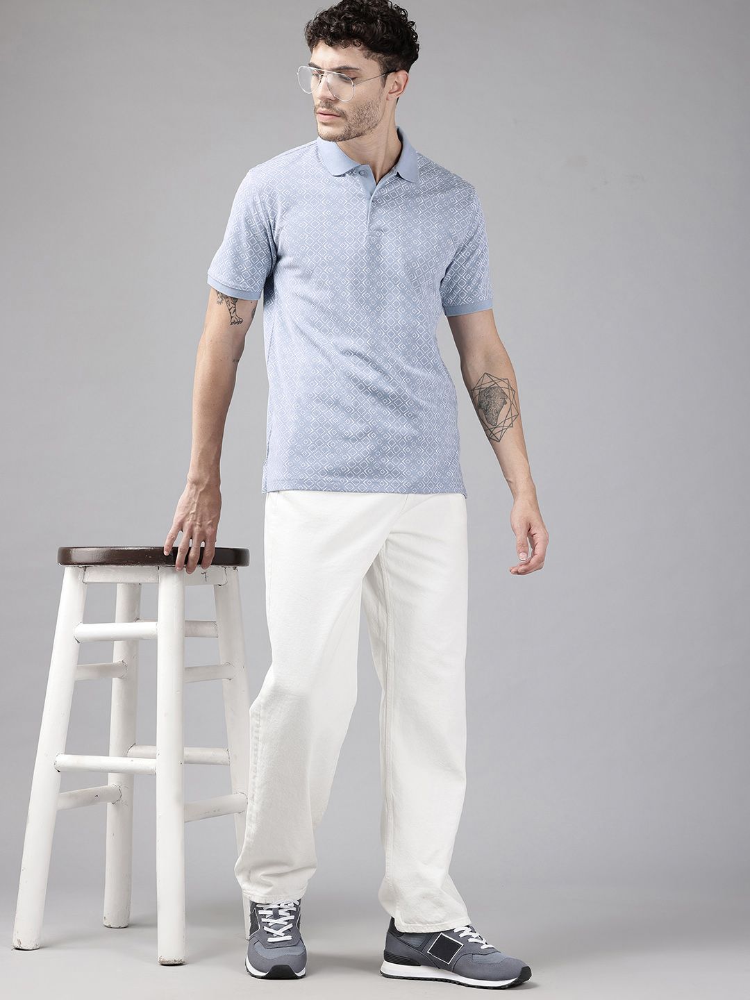 Park Avenue Geometric Print Polo Collar T-shirt