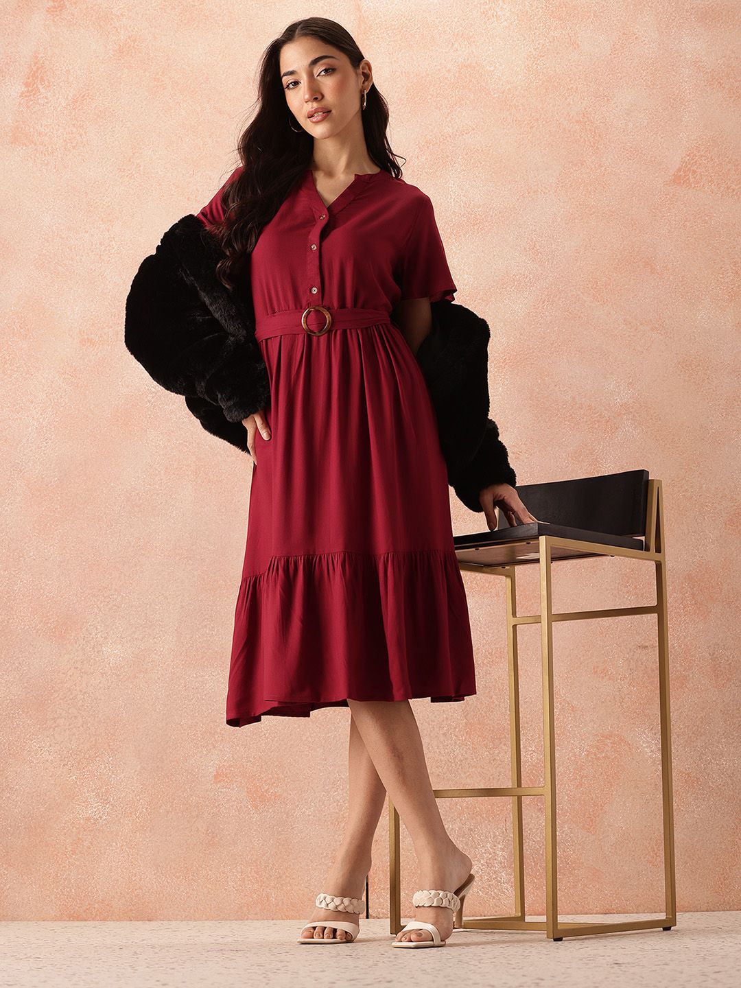 all about you A-Line Midi Dress with Belt