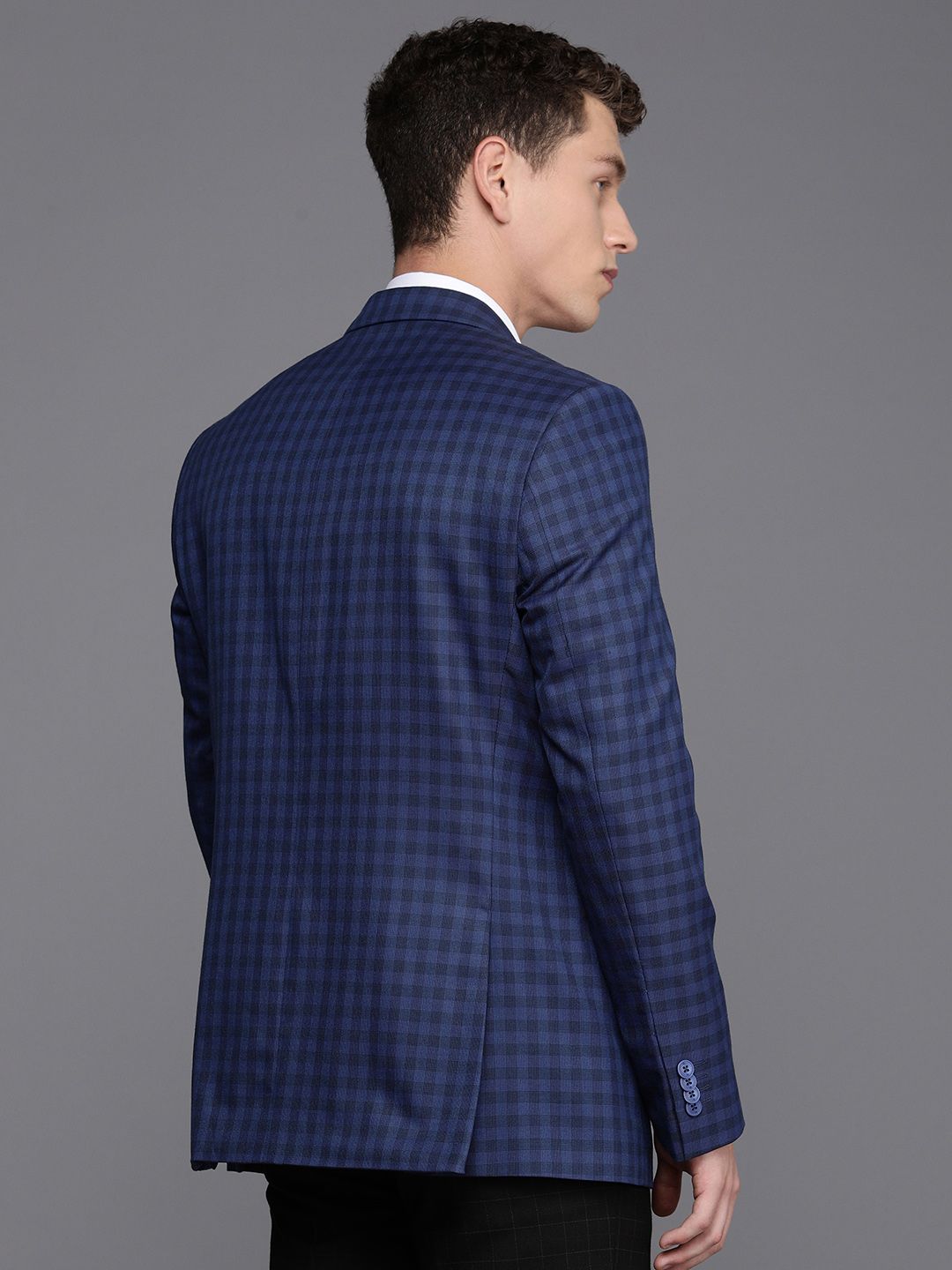 Raymond Contemporary Fit Checked Single-Breasted Formal Blazer