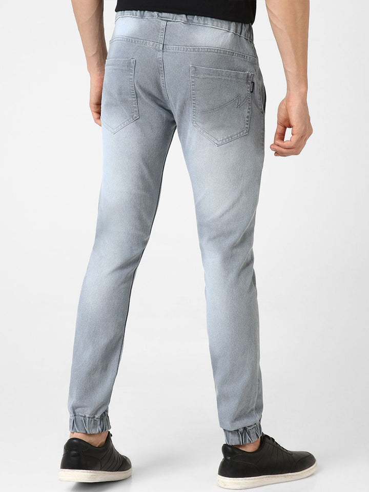 Urbano Fashion Men Grey Jogger Fit Mid-Rise Clean Look Stretchable Jeans