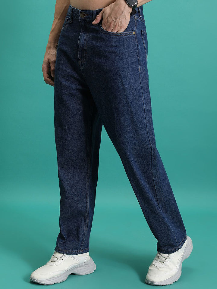 HIGHLANDER Men Loose Fit Mid-Rise Cotton Baggy Jeans