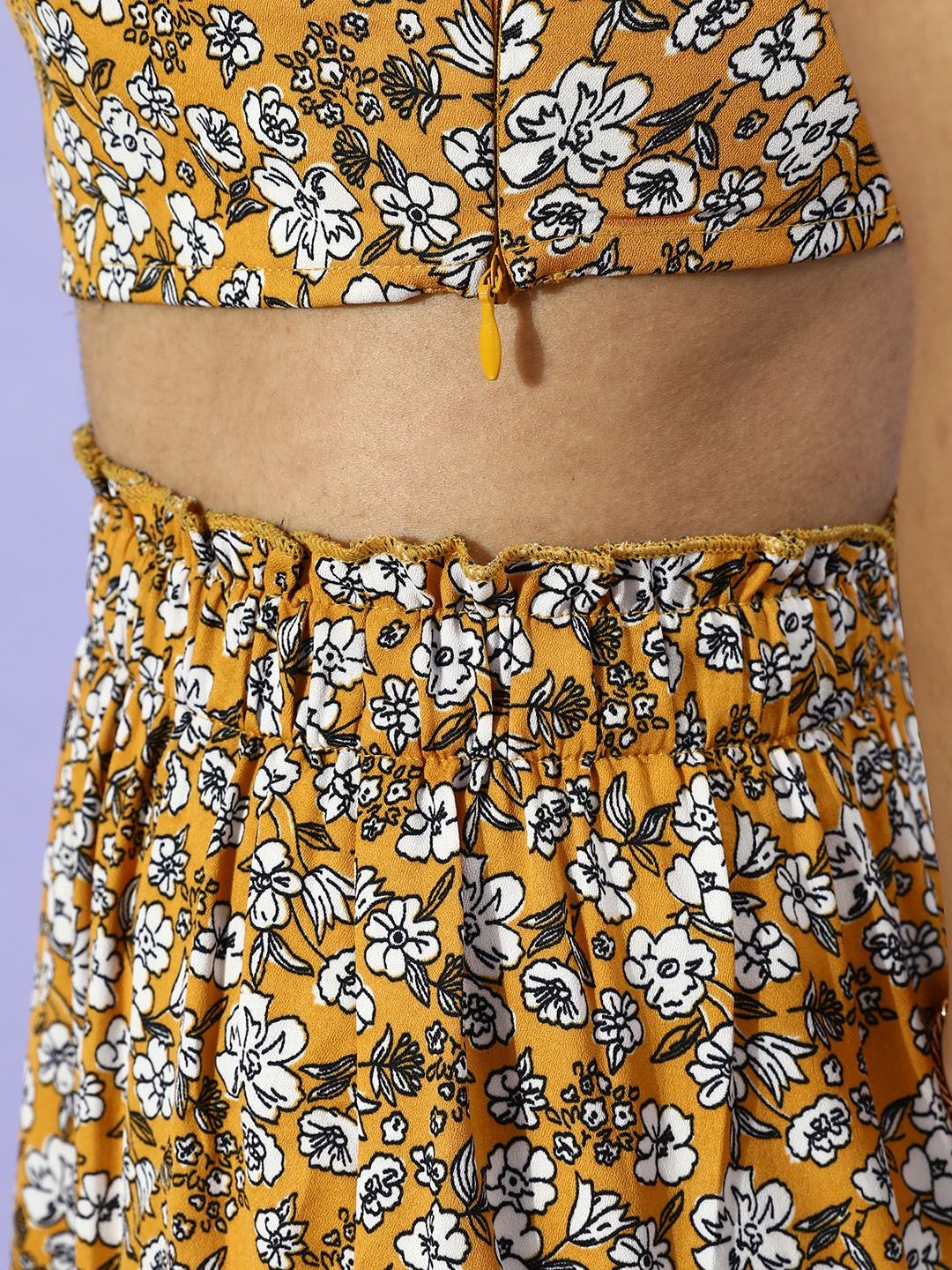 Berrylush Women Mustard Floral Co-Ord Dress