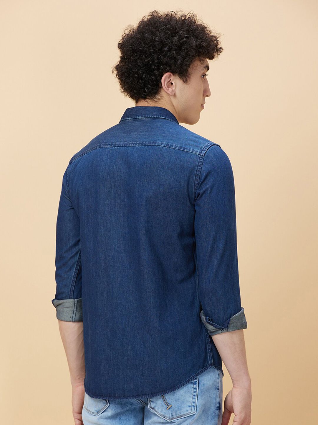 Being Human Spread Collar Faded Slim Fit Cotton Shirt