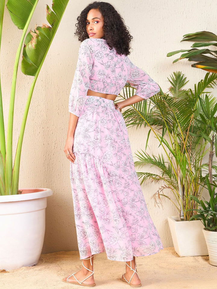 SASSAFRAS Printed Crop Top & Skirt