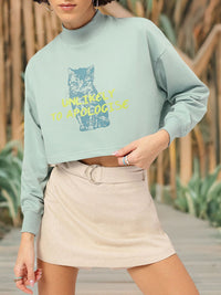 DressBerry Printed Drop-Shoulder Crop Sweatshirt