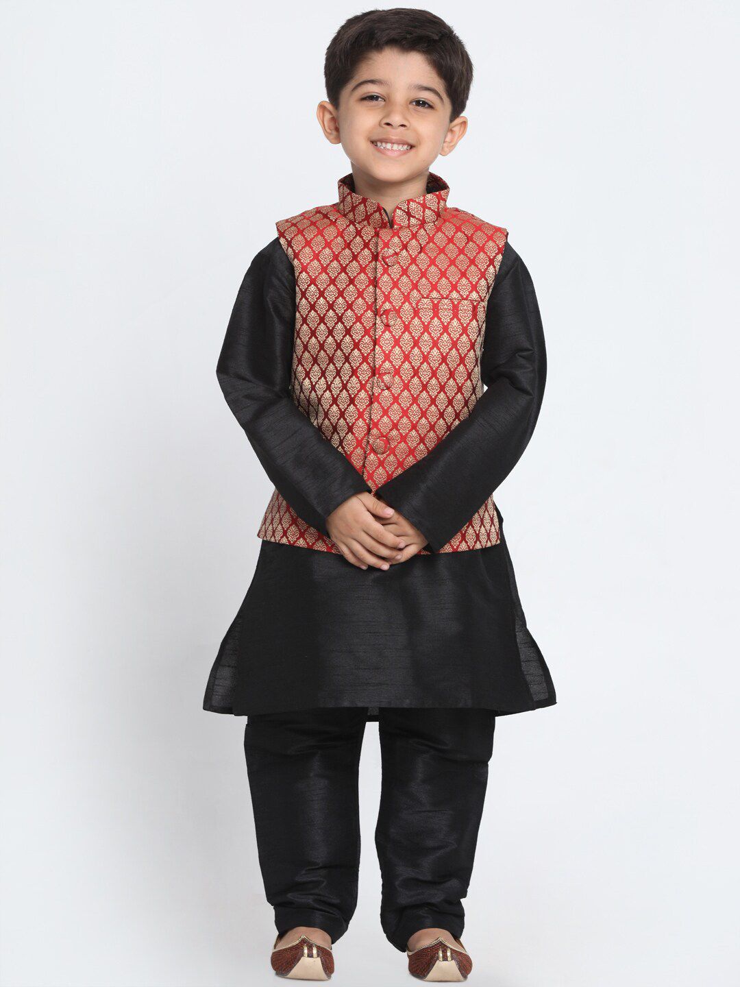 VASTRAMAY Boys Woven-Designed Nehru Jacket