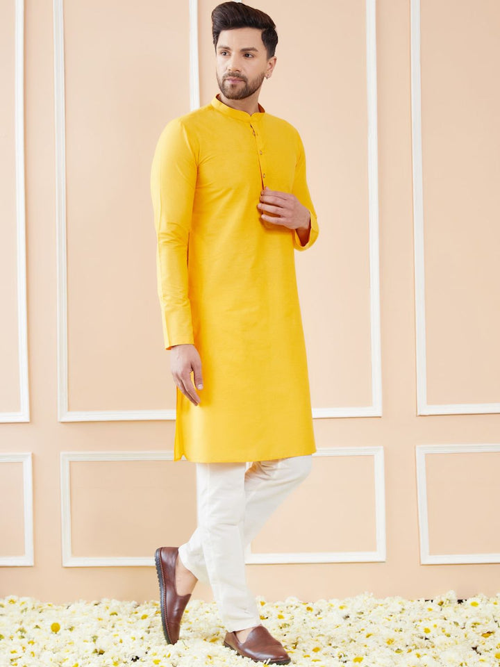 See Designs Mandarin Collar Long Sleeves Pure Cotton Straight Kurta