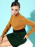 ether Women Mustard Yellow Self Design Pullover