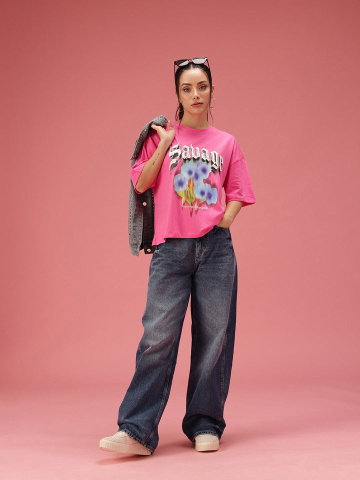 DressBerry Relaxed Fit Graphic Printed Pure Cotton T-shirt