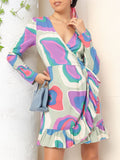 DressBerry Allure Aura Printed Ruffled Wrap Mini Dress