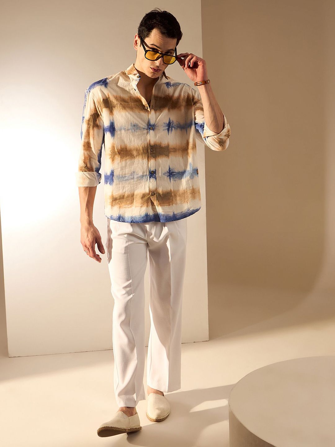 DENNISON Men Tie and Dyed Cotton Oversized Shirt